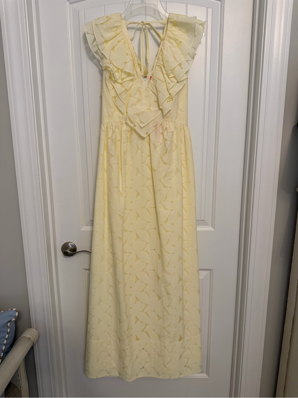 NWT Lilly Pulitzer Pale Yellow Ruffle V‑Neck Maxi Dress